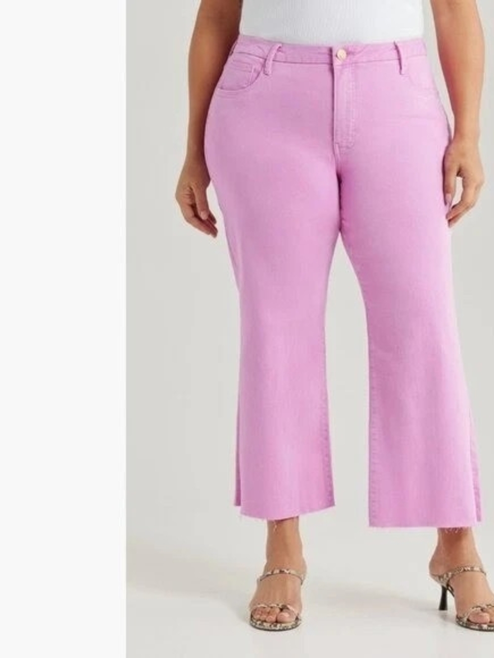KUT from the Kloth Meg Fab Ab Raw Hem High Waist Wide Leg Jeans in Peony Pink